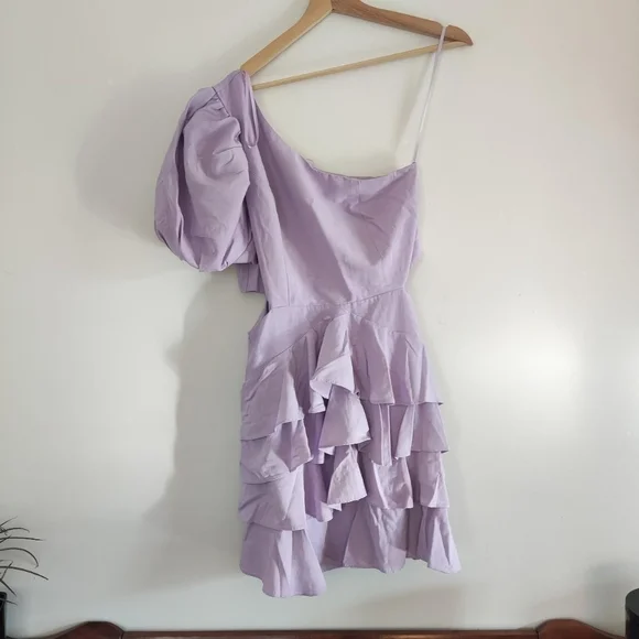 Do+Be Lilac Ruffled One Shoulder Mini Dress - Picture 5 of 8